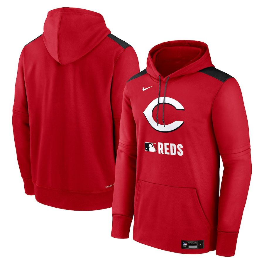 Men 2025 MLB Cincinnati Reds Red Nike hoodie style 1